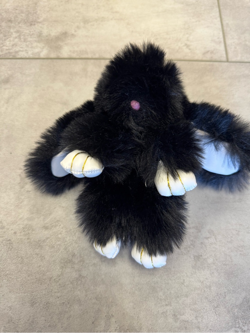 Plush Black Fluffy Creature Stuffed Animal - Soft Cuddly Toy